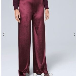 White House black market the wide leg velvet pants Burgundy Size Medium EUC